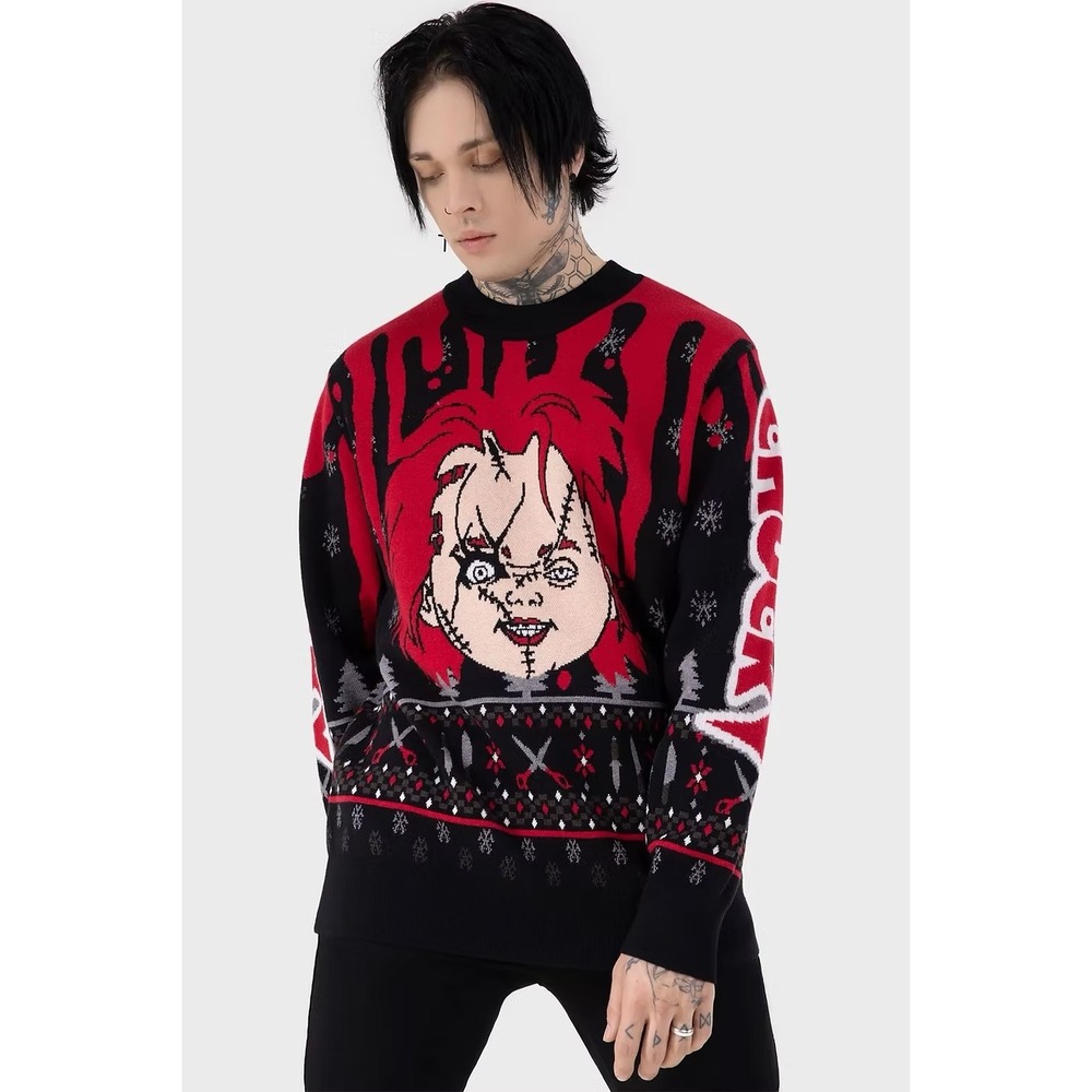 Killstar Chucky wanna play unisex‎ knit sweater horror movie